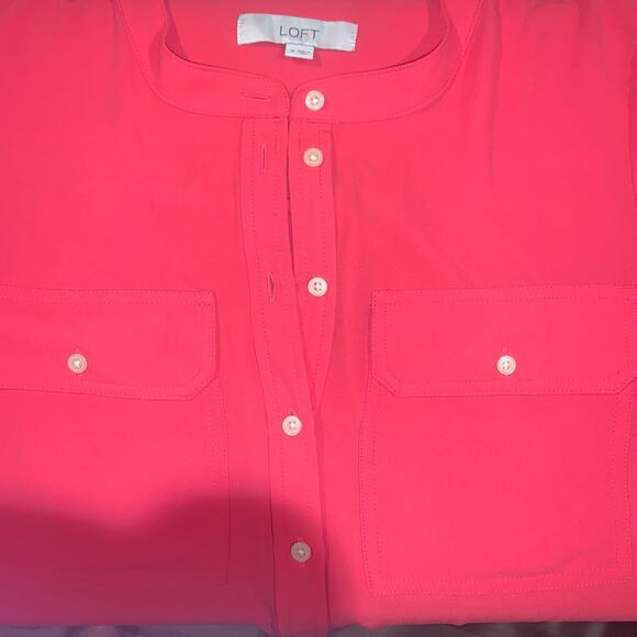 Loft Women's Coral Blouse Medium 3/4 Button - Picture 6 of 6